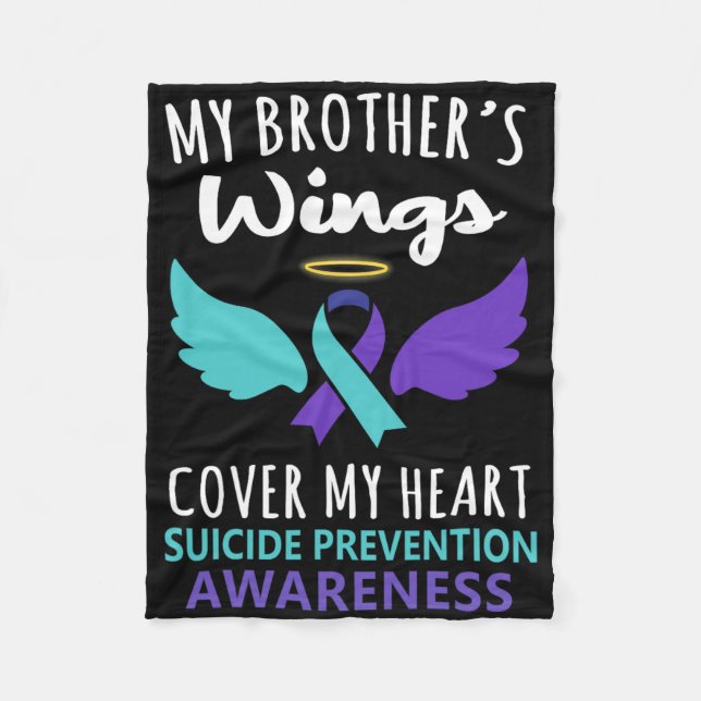 My Brother's Wings Cover Heart Suicide Awareness R Fleece Blanket (Front)