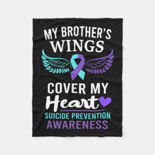 My Brother's Wings Cover Heart Suicide Awareness R Fleece Blanket