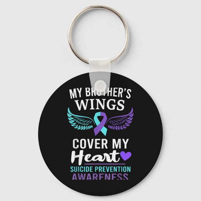 My Brothers Wings Cover Heart Suicide Awareness R  Key Ring (Front)