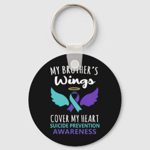 My Brother's Wings Cover Heart Suicide Awareness R Key Ring