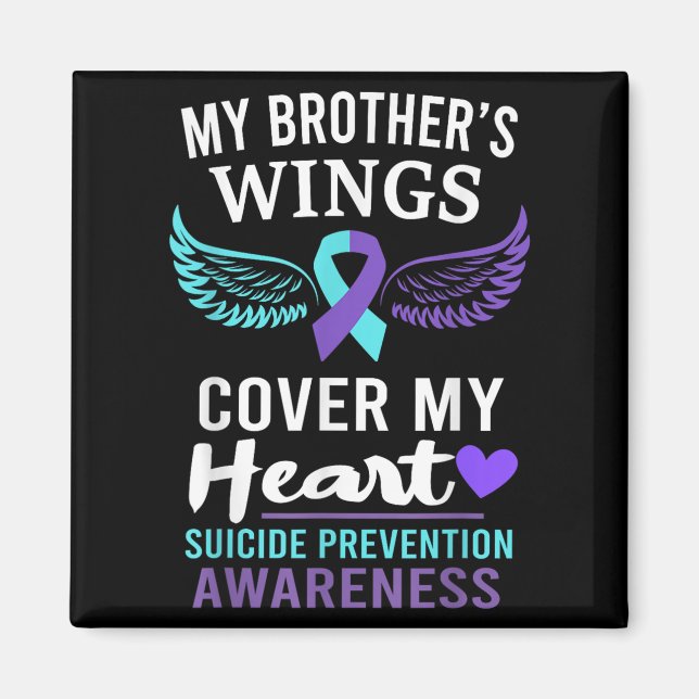 My Brother's Wings Cover Heart Suicide Awareness R Magnet (Front)