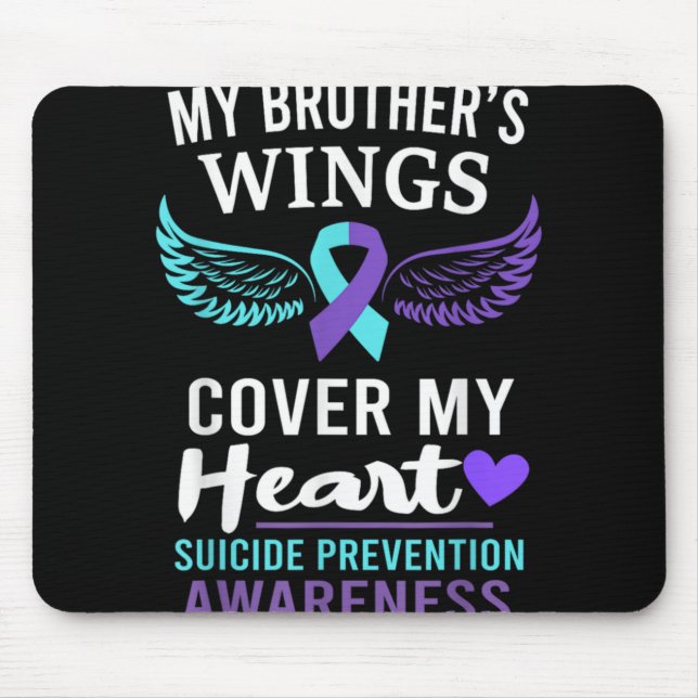 My Brothers Wings Cover Heart Suicide Awareness R  Mouse Mat (Front)