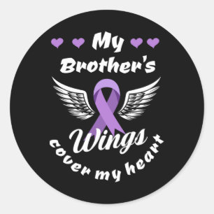 My Brother's Wings Cover My Heart Overdose Awarene Classic Round Sticker