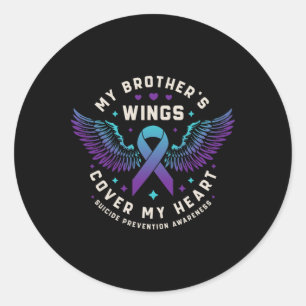 My Brother's Wings Cover My Heart Suicide Preventi Classic Round Sticker