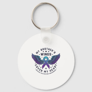 My Brothers Wings Cover My Heart Suicide Preventio Key Ring