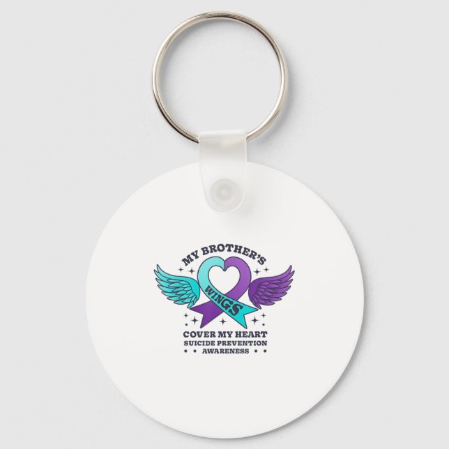 My Brothers Wings Cover My Heart Suicide Preventio Key Ring (Front)