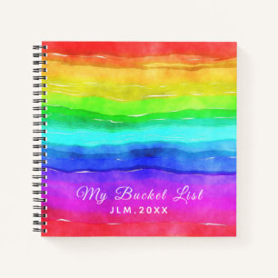 My Bucket List Watercolor Rainbow  Custom Notebook