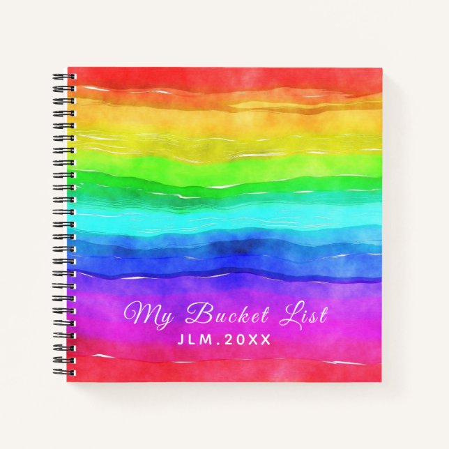 My Bucket List|Watercolor Rainbow |Custom Notebook (Front)