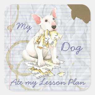My Bull Terrier Ate My Lesson Plan Square Sticker