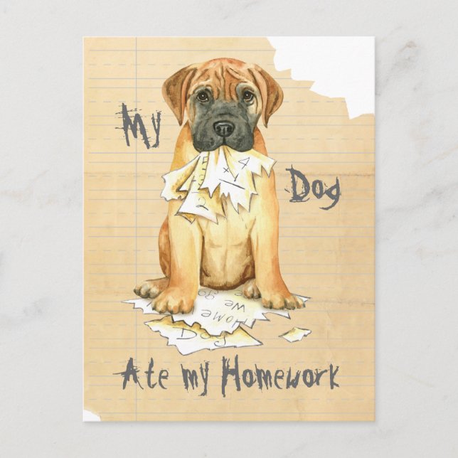 My Bullmastiff Ate My Homework Postcard (Front)