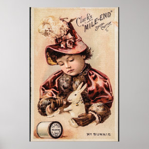 My bunnie vintage card poster