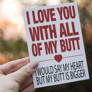 My Butt Funny Valentines Typography Postcard