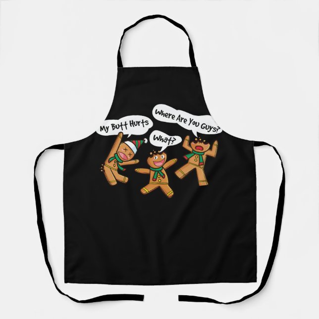 My Butt Hurts Funny Christmas Cookie Gingerbread M Apron (Front)