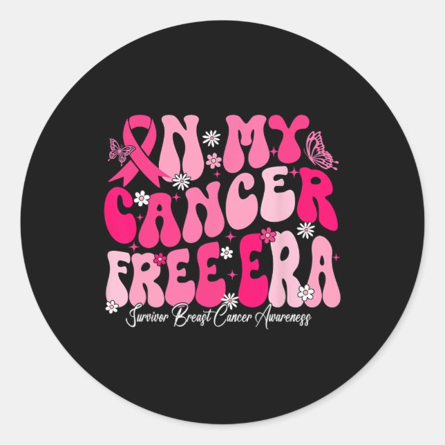 My Cancer Free Era Survivor Breast Cancer Awarenes Classic Round Sticker (Front)