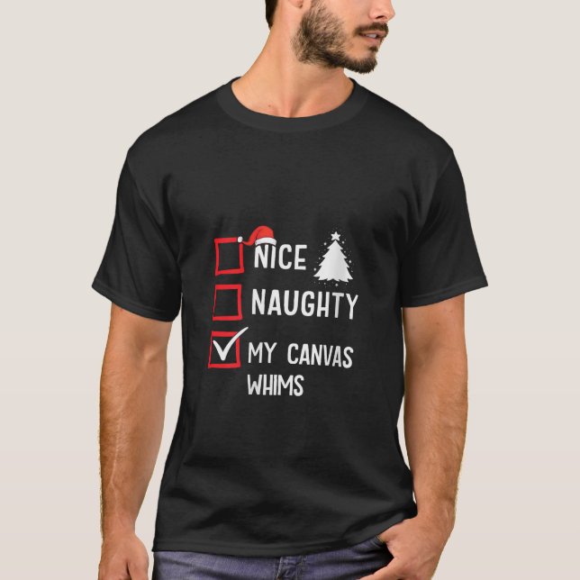 My Canvas Whims Nice Naughty Christmas V Neck  T-Shirt (Front)