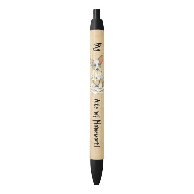My Cardigan Welsh Corgi Ate my Homework Black Ink Pen (Front Vertical)