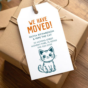 My cat and I have a new address custom colours Gift Tags