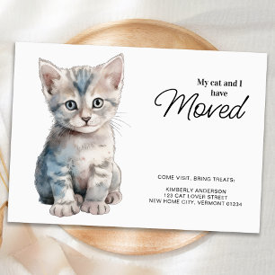 My Cat and I Have Moved Grey Kitten Moving  Announcement Postcard
