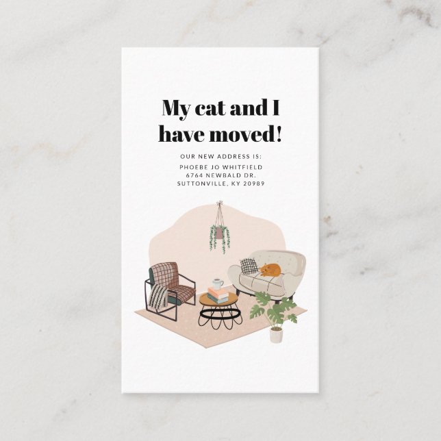My Cat and I Moved Change of Address Moving Business Card (Front)