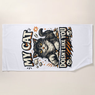 My Cat Doesnt Like You Retro Beach Towel