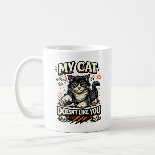 My Cat Doesnt Like You Retro Coffee Mug (Left)