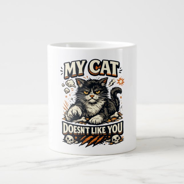 My Cat Doesnt Like You Retro Large Coffee Mug (Front)