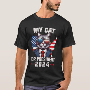My Cat For President 2024 Patriotic Cat Voting Ele T-Shirt