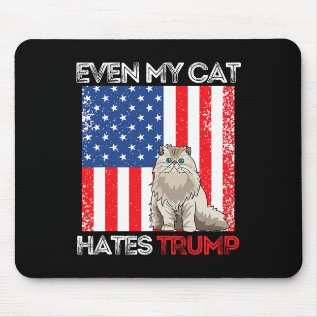 My Cat Hates Trump Against Trump American Flag Ret Mouse Mat (Front)