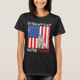 My Cat Hates Trump Against Trump American Flag Ret T-Shirt