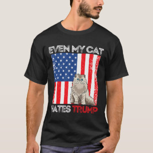 My Cat Hates Trump Against Trump American Flag Ret T-Shirt