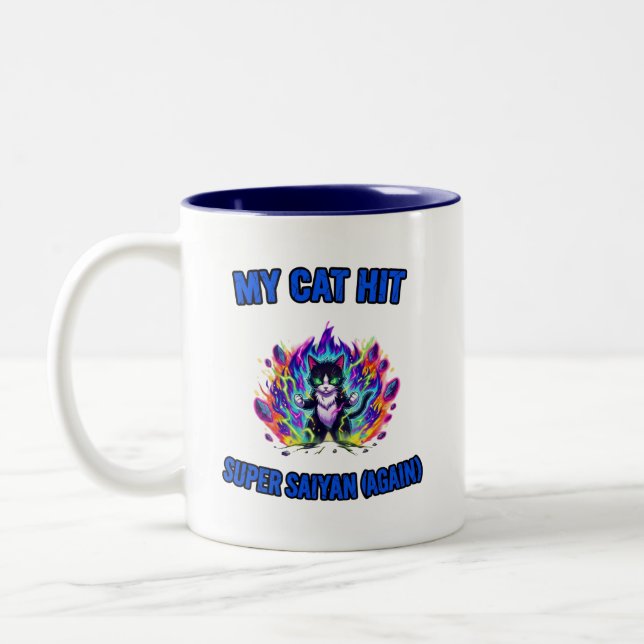 My Cat Hit Super Saiyan (Again) Two-Tone Coffee Mug (Left)