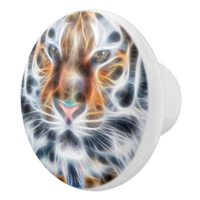 My Cat is Acting Up Tiger Portrait Energy Ceramic Knob (Right)