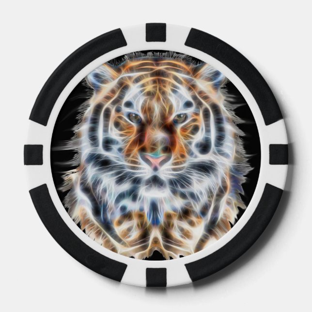My Cat is Acting Up Tiger Portrait Energy Poker Chips (Front)