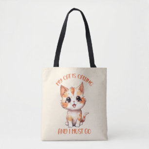 My Cat Is Calling Cute Orange Cat Tote Bag