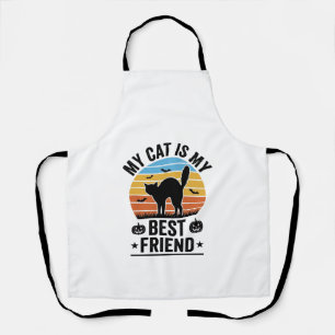 My Cat Is My Best Friend Vintage Cat Shirt Design_ Apron