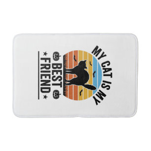 My Cat Is My Best Friend Vintage Cat Shirt Design_ Bath Mat