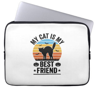 My Cat Is My Best Friend Vintage Cat Shirt Design_ Laptop Sleeve