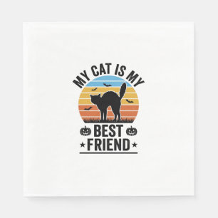 My Cat Is My Best Friend Vintage Cat Shirt Design_ Napkin