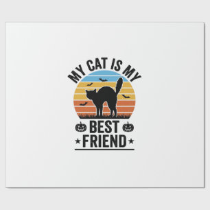 My Cat Is My Best Friend Vintage Cat Shirt Design_ Wrapping Paper