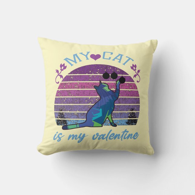 my cat is my valentine, cat is my valentine cushion (Front)