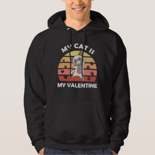 My Cat Is My Valentine Cute Cat Heart Vintage Hoodie