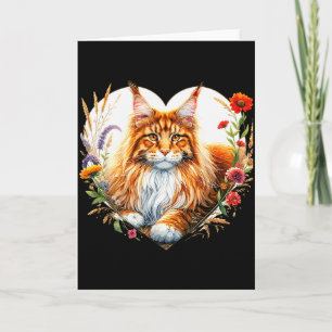 My Cat Is My Valentine Cute Orange Maine Coon Cat Card