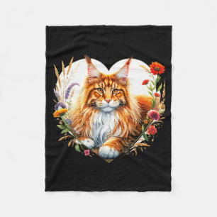 My Cat Is My Valentine Cute Orange Maine Coon Cat Fleece Blanket