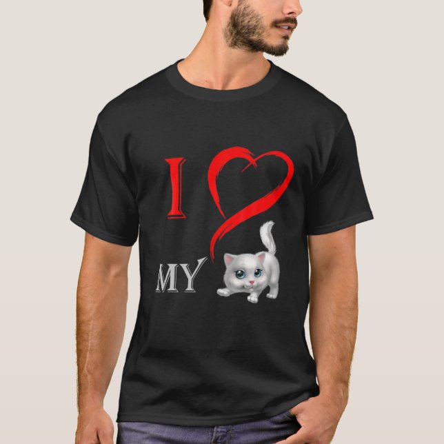 My Cat Is My Valentine Cute Valentine's Day Cat Lo T-Shirt (Front)