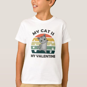 My Cat Is My Valentine Dark Cat Heart Vintage T-Shirt