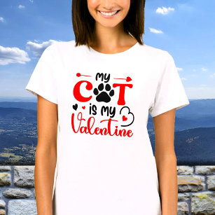 My Cat Is My Valentine Heart Paws T-Shirt