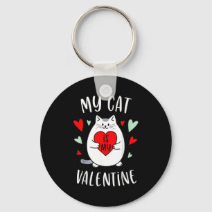 My Cat Is My Valentine Kitten Lover Heart Valentin Key Ring