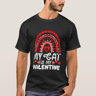 My Cat Is My Valentine Rainbow Plaid Leopard Kitte T-Shirt
