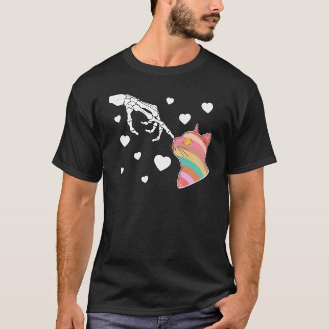 My cat is my valentine Skeleton Hand Valentines Da T-Shirt (Front)