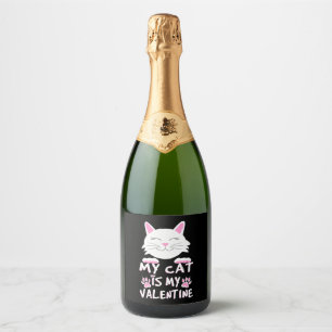 My Cat Is My Valentine Sparkling Wine Label
